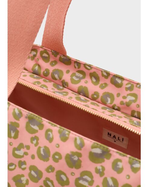 Pochette Pamela à pois rose / vert - 37x22x37 cm
