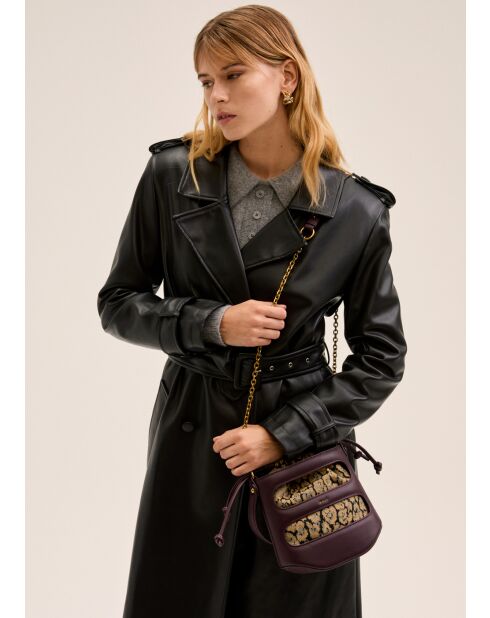 Sac seau Jacquelin bordeaux - 22x19,5x9 cm