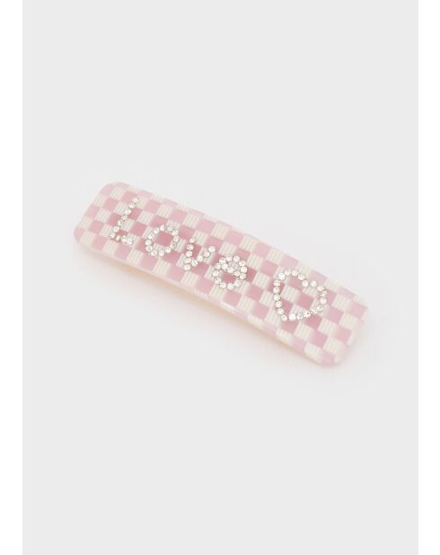 Barrette à cheveux à carreaux rose/blanc