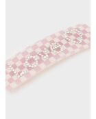 Barrette à cheveux à carreaux rose/blanc