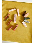 Barrette à cheveux à carreaux rose/blanc