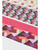 Geel/magenta sjaal met geometrisch patroon