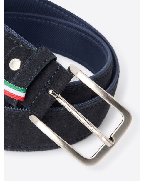 Ceinture bi-matière suédé dark navy