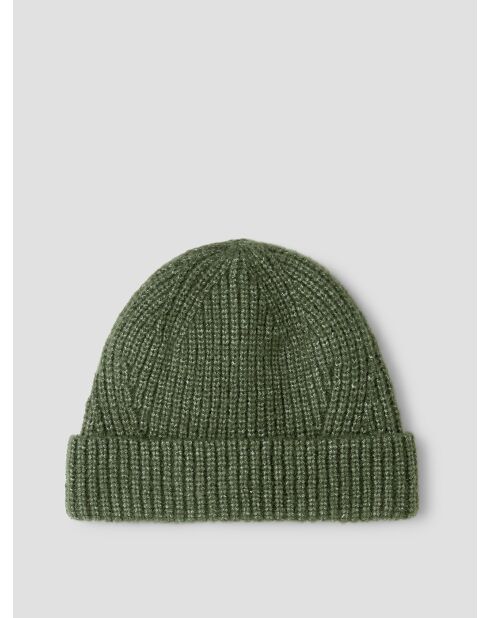 Bonnet en maille chinée vert sauge