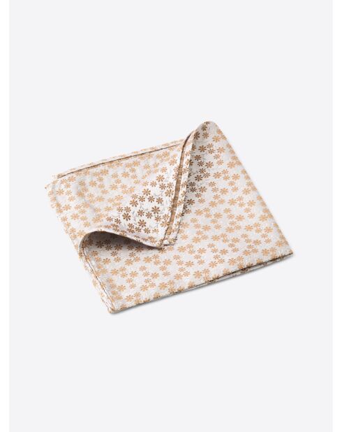 Pochette en soie fleurie camel - 25x25cm