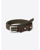 Ceinture tressée élastique bi-matière kaki