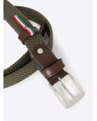 Ceinture tressée élastique bi-matière kaki