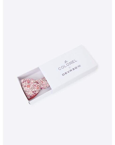 Nœud papillon fleuri en coton Le Colonel rose - 11 x 5,5cm
