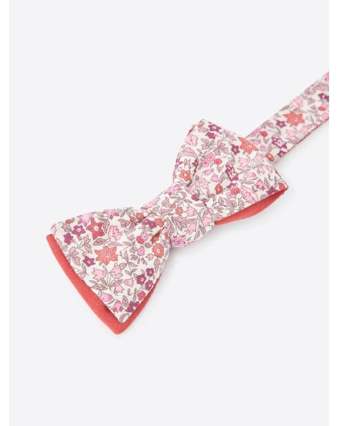 Nœud papillon fleuri en coton Le Colonel rose - 11 x 5,5cm