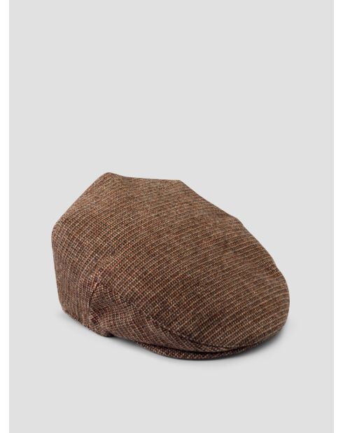 Casquette plate micro carreaux caramel