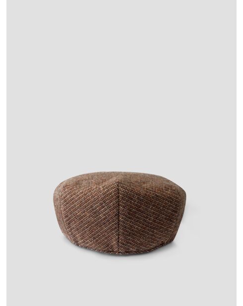 Casquette plate micro carreaux caramel