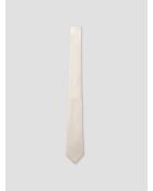 Cravate en soie fantaisie beige clair