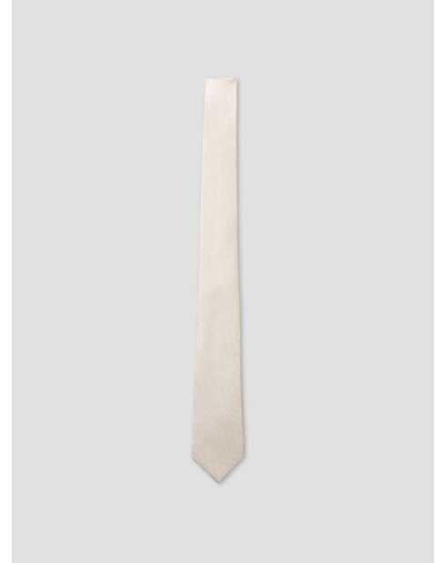 Cravate en soie fantaisie beige clair