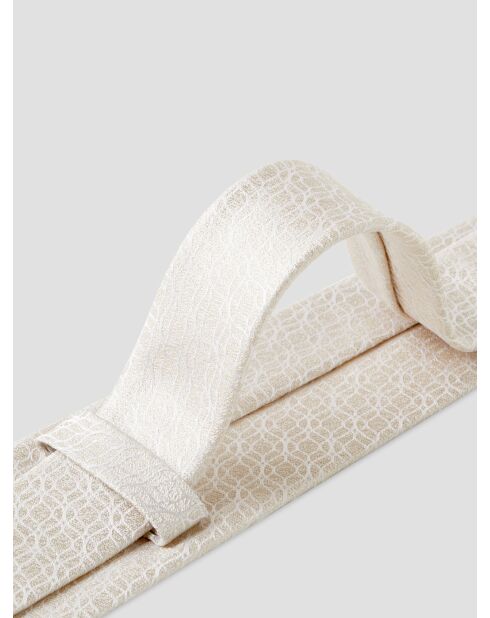 Cravate en soie fantaisie beige clair