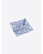 Pochette de costume fleuri en coton bleu marine - 25x25cm