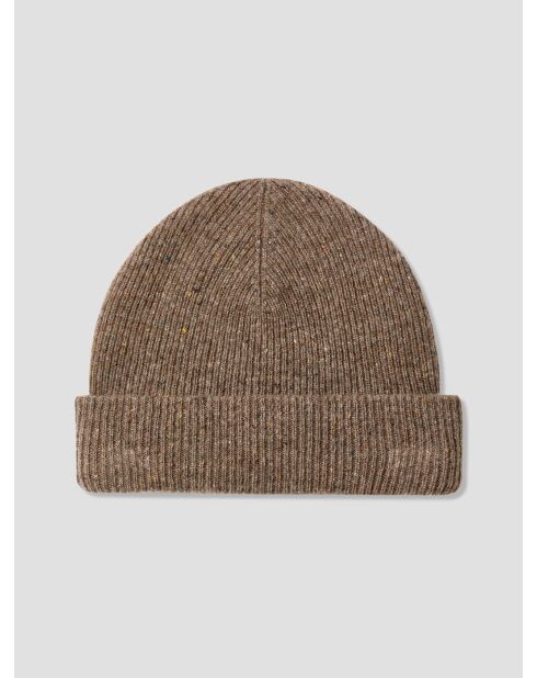 Bonnet en laine mouchetée marron acajou