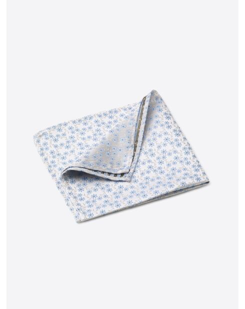 Pochette en soie fleurie bleu light - 25x25cm