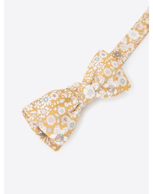 Nœud papillon fleuri Le Colonel jaune - 11 x 5,5cm