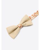 Nœud papillon fleuri en toile de jute naturel- 11 x 5,5cm