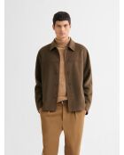 Giacca con collo a camicia color cacao