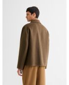 Giacca con collo a camicia color cacao