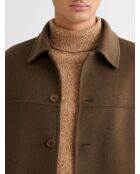 Giacca con collo a camicia color cacao