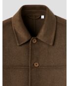 Giacca con collo a camicia color cacao