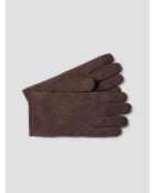 Gants en cuir intérieur sherpa marron acajou