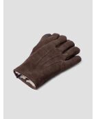 Gants en cuir intérieur sherpa marron acajou