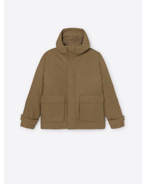 Giacca trapuntata con cappuccio color cammello