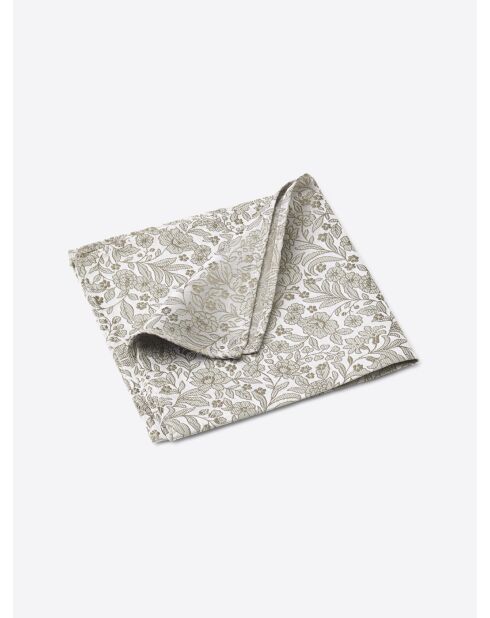 Pochette en soie fleurie kaki - 25x25cm