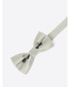 Nœud papillon fleuri en soie mélangée vert amande -11 x 5,5cm