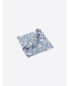 Pochette de costume fleuri en coton bleu vert - 25x25cm