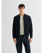 Veste légère col teddy texturé bleu marine