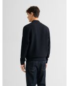 Veste légère col teddy texturé bleu marine
