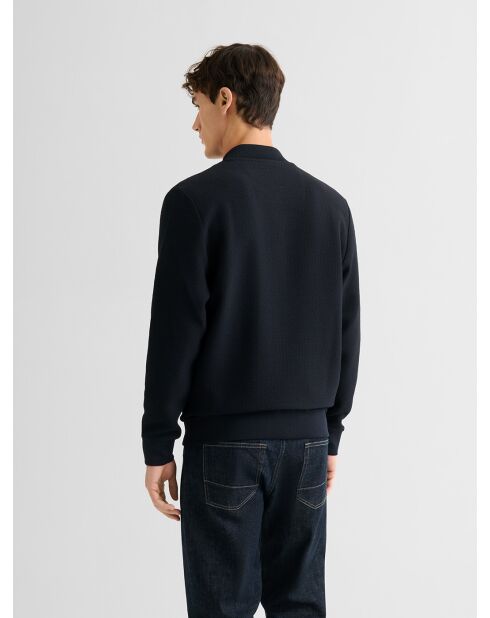 Veste légère col teddy texturé bleu marine
