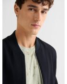 Veste légère col teddy texturé bleu marine