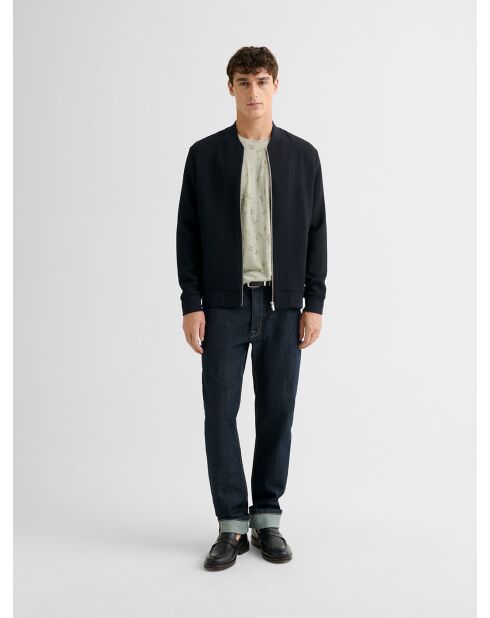 Veste légère col teddy texturé bleu marine