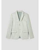 Veste de costume slim en lin vert amande