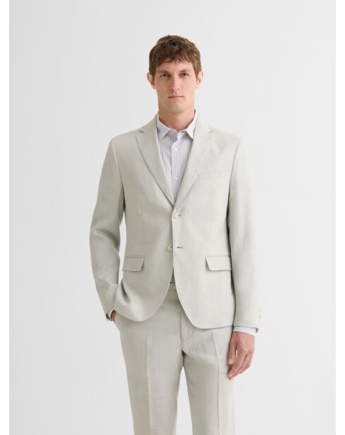 Veste de costume slim en lin vert amande