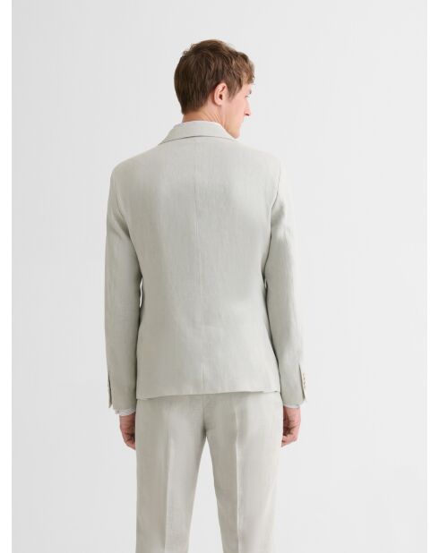 Veste de costume slim en lin vert amande