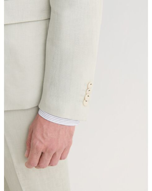 Veste de costume slim en lin vert amande