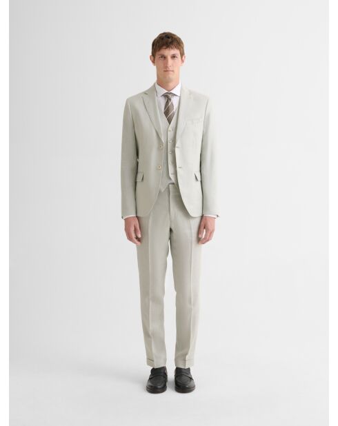 Veste de costume slim en lin vert amande