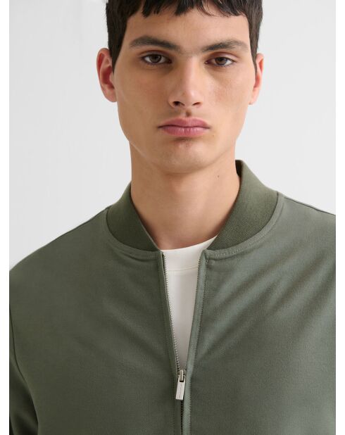 Veste légère col teddy verte