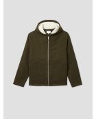 Blouson zippé à capuche en sherpa kaki foncé