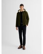Blouson zippé à capuche en sherpa kaki foncé