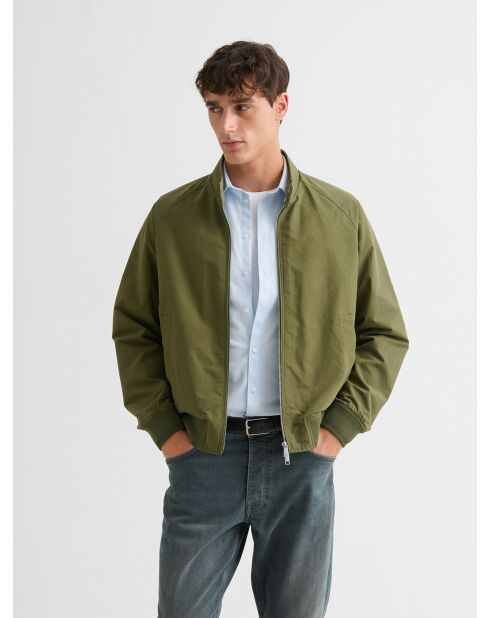 Bomber idrorepellente a collo alto verde mandorla 2