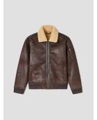 Giacca bomber con colletto sherpa color cacao