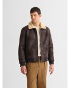 Giacca bomber con colletto sherpa color cacao