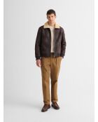 Giacca bomber con colletto sherpa color cacao